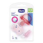 Chicco Kit Physio Soft Chupeta + Clip c/ Corrente Rosa 6-16M